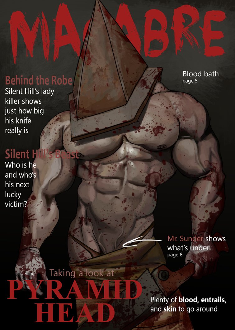 fake_magazine_cover horror magazine_cover male male_only muscular pyramid_head silent_hill silent_hill_2 six_pack solo video_games