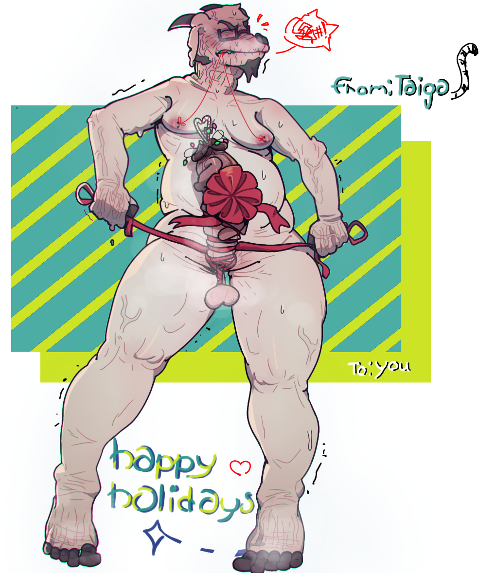 artist_name balls beard belly big_penis bodily_fluids bovid breasts candy candy_cane caprine closed_eyes cock_and_ball_torture dessert eyewear facial_hair feet food genital_torture genitals glasses goat holiday_message holidays horn huge_cock male mammal moobs nipple_fetish nipple_piercing nipple_play nipple_pull nipples old older_male overweight pain pained_expression penetration penile penile_penetration penis penis_tied piercing ribbons sagging_breasts shaking simple_background sniffing solo solo_focus speech_bubble sweat teeth text thick_thighs tied_balls vein veiny_arms veiny_penis white_body wrinkles yellow_teeth