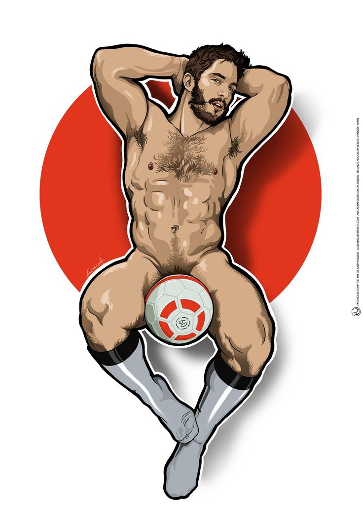 arms_behind_head athlete bb-8 beard chest chest_tuft covering_crotch goatee hairy_armpits high_socks madrid male male_only muscle pin-up poster sideburns socks solo_male sport sports