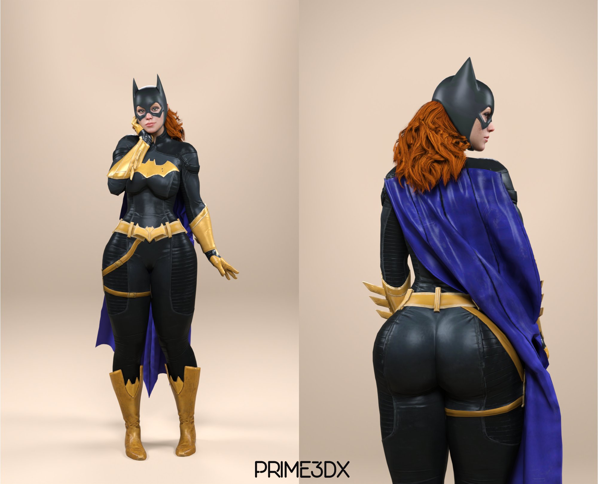 1girls, 3d, ass, barbara gordon, batgirl, batgirl (gotham knights), batman (series), big ass, big butt, bubble butt, dc, dc comics, female, female only, prime3dx, solo, superheroine, thick ass