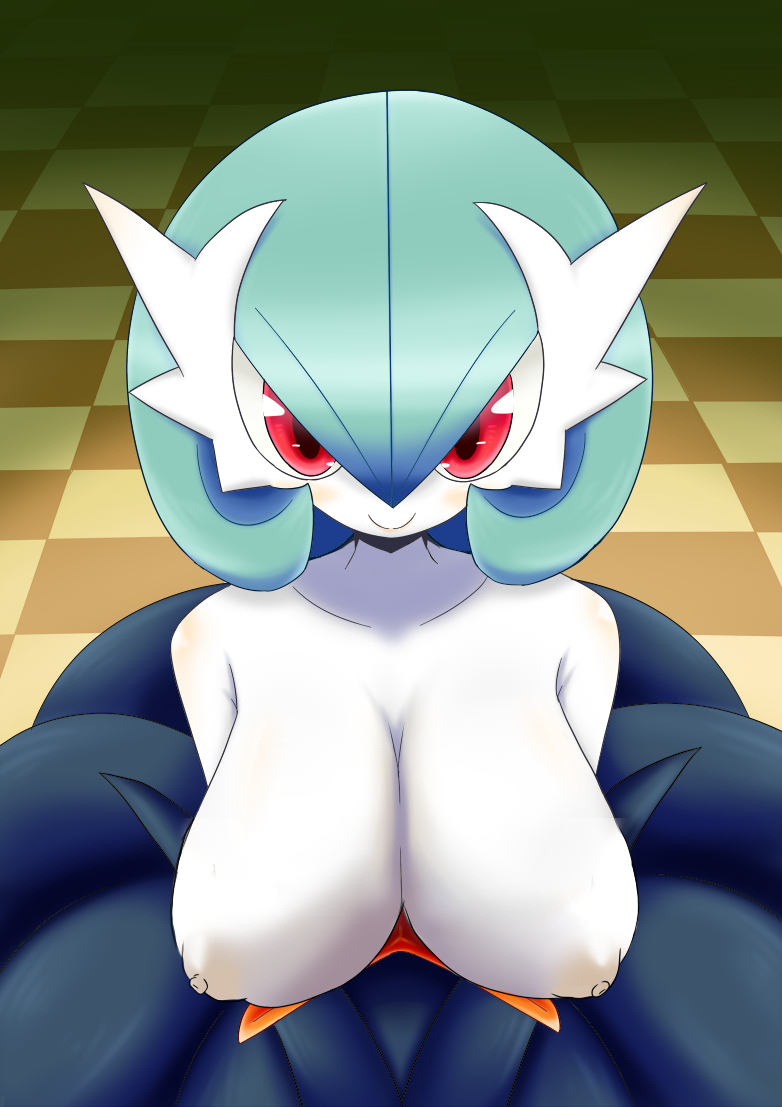 1girls areolae big_breasts blue_hair blush breasts breasts_out dress gardevoir looking_at_viewer mega_evolution mega_gardevoir neichii nintendo nipples pokemon pokemon_(species) pokemon_rse pokemon_xy red_eyes smile third-party_edit white_skin