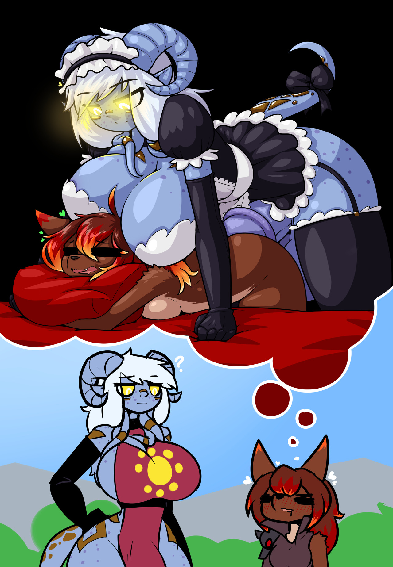 aedira, animal genitalia, animal genitalia on humanoid, animal penis on humanoid, ass, breasts, caradhina, cleavage, dickgirl, draenei, erection, female, from behind, furry, futa on female, futanari, horsecock, horsecock on humanoid, huge ass, huge breasts, huge cock, intersex, limebreaker, moaning, penis, sex, thick thighs, white hair, worgen, world of warcraft