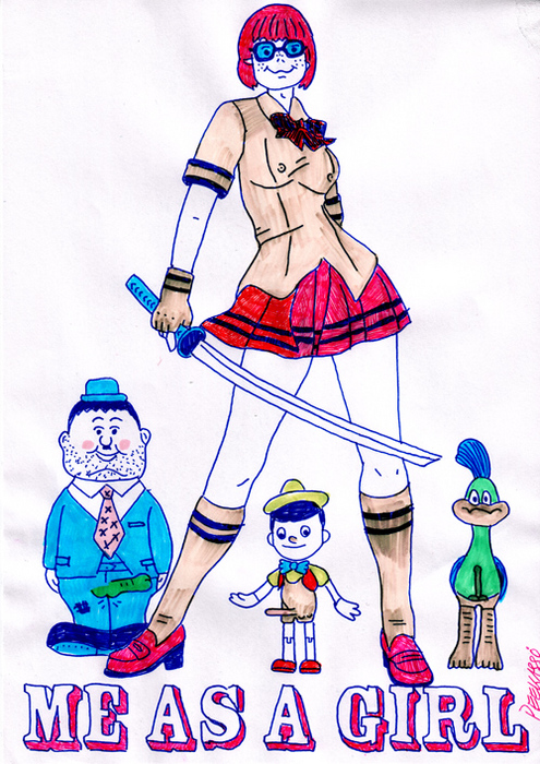 3boys crossover disney looney_tunes oliver_hardy penis pinocchio roadrunner scooby-doo velma_dinkley