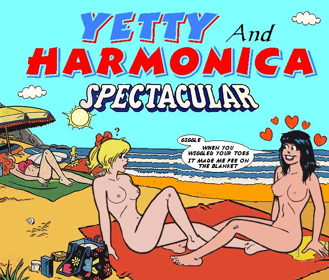 2girls archie_comics betty_and_veronica betty_cooper biesiuss black_hair blonde_hair breasts multiple_girls nude peeing veronica_lodge yuri