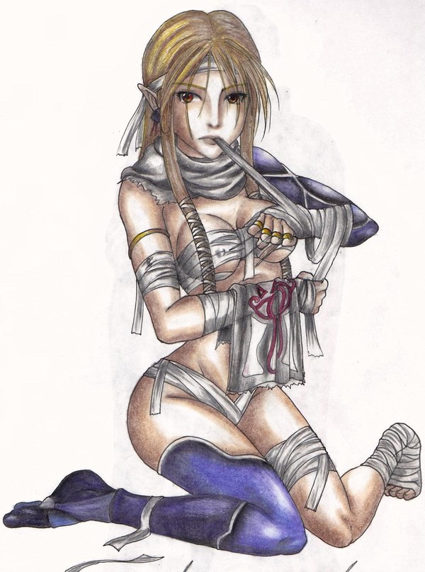 1girls bandage breast_bind breasts chest_wraps disguise female female_only medium_breasts mouth_hold ninja nintendo ocarina_of_time pointy_ears princess_zelda red_eyes sarashi scarf sheik solo straight_hair super_smash_bros. the_legend_of_zelda tomboy twilight_princess zelda_(twilight_princess)