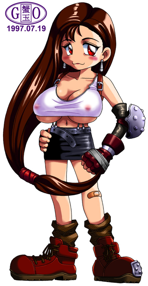 1990s 1997 20th_century final_fantasy final_fantasy_vii kanitama nipples red_eyes tifa_lockhart