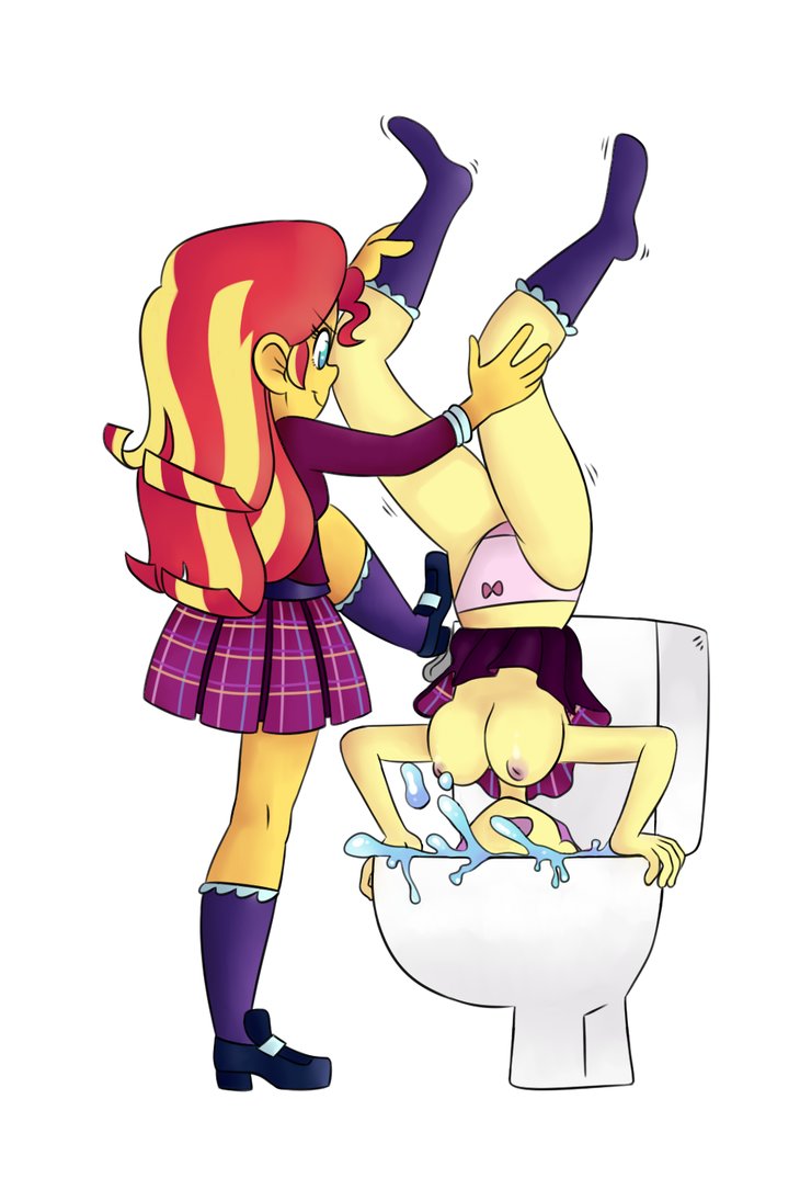 astrosaurio bathroom breasts bully bullying equestria_girls face_in_toilet flush head_in_toilet humiliation my_little_pony naked panties school school_uniform sour_sweet straight_hair sunset_shimmer swirlie toilet upside-down upskirt