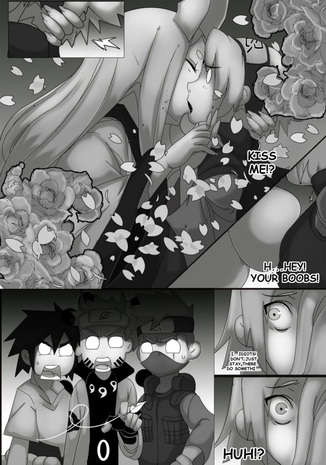 2girls, female, hatake kakashi, kissing, monochrome, naruto, naruto (series), naruto shippuden, naruto uzumaki, oddrich, otsutsuki kaguya, sakura haruno, sasuke uchiha, yuri