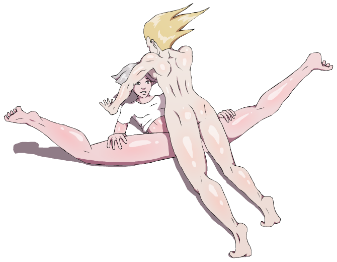 ass barefoot blonde_hair clothed_female_nude_male clothed_sex couple feet female flying_dragon gray_hair grey_hair harrypatridge helbert hiryu_no_ken legs_hold male missionary missionary_position noel noel_(hiryu_no_ken) nude sd_hiryu_no_ken_ex sex short_hair spiky_hair straight tiptoes white_shirt