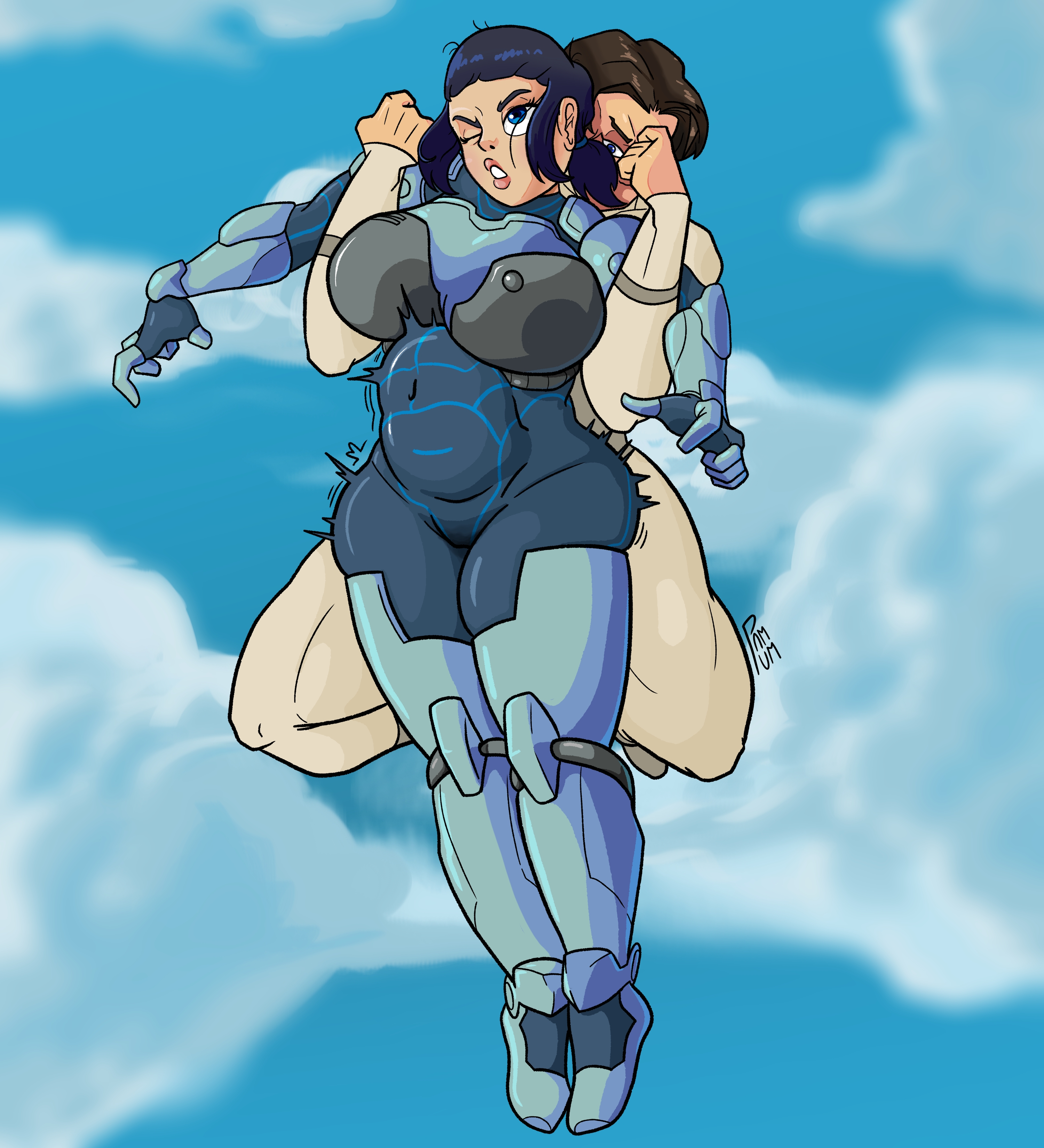 1futa, 1girls, anissa, anissa (invincible), artist upload, belly, belly bulge, big breasts, blush, defeated, defeated heroine, female, futa on female, futanari, huge breasts, in the air, invincible, invincible (tv series), nonconsensual, outdoors, outside, pampum, penetration, penetration from behind, penetration through clothes, raped by enemy, raped by futa, raped female, self upload, sky, stomach bulge, suit, superheroine, tech jacket (zoe thompson), teenage girl, teenager