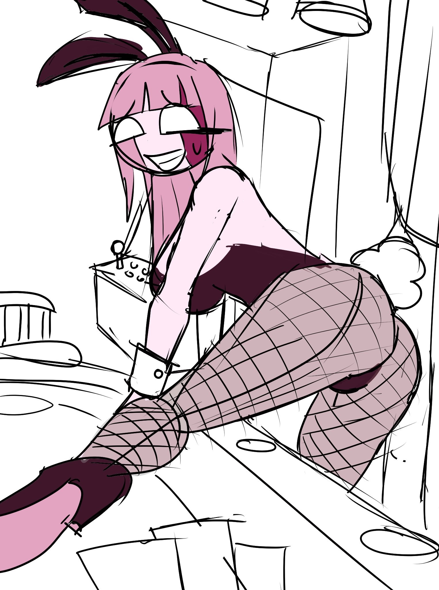 bunny ears, bunny tail, bunnysuit, fishnet pantyhose, fishnets, friday night funkin, friday night funkin mod, mid-fight masses, pantyhose, sarvente (dokki.doodlez), sarvente (friday night funkin), self upload, sir anci