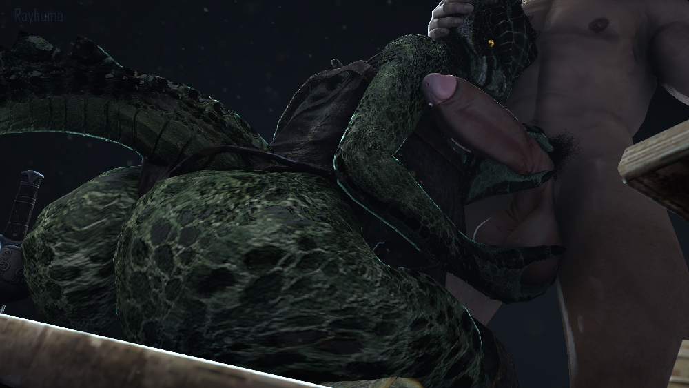 1boy, 1girls, 3d, 3d (artwork), argonian, big ass, big breasts, big penis, deeja, huge ass, large ass, large penis, nude, rayhuma, skyrim, undertagged