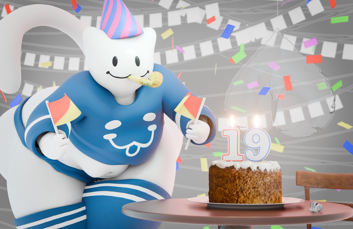 19, 1femboy, 3d, 3d (artwork), 3d model, anthro, anthro only, belly, big ass, birthday, birthday cake, cat, chubby, chubby anthro, chubby belly, chubby male, clothed, fat ass, fat fetish, femboy, femboy only, hyper thighs, jaeblo (jaeblorocks), jaeblorocks, number, thick thighs, thigh highs, thighhighs, thighs, twitter