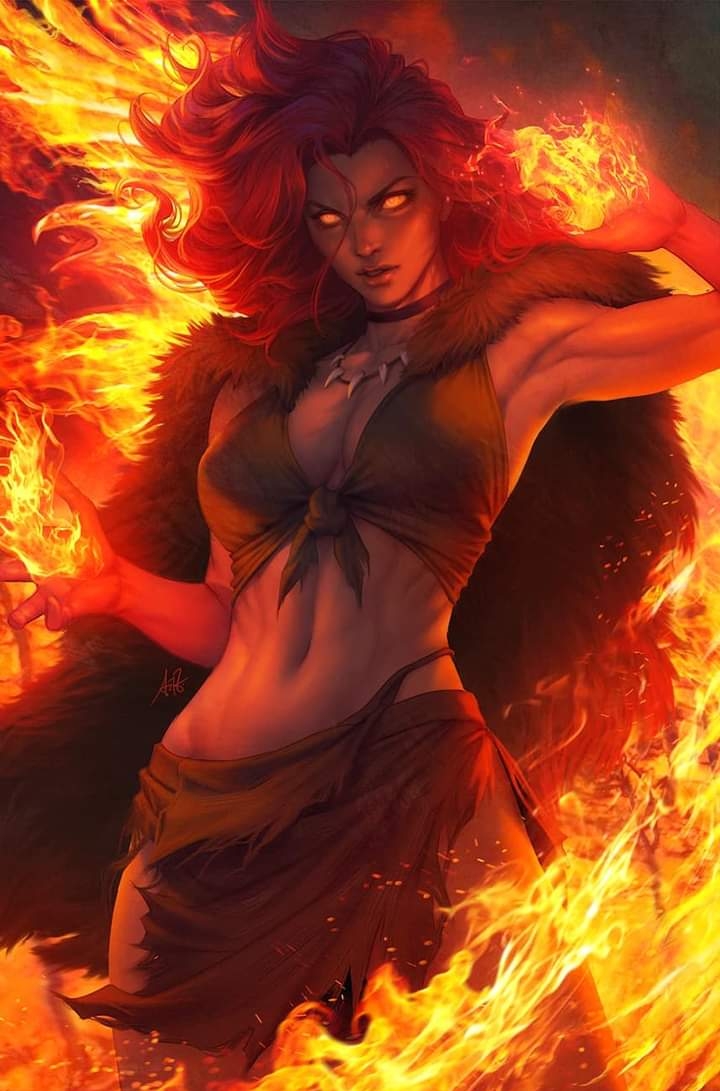 1girls artgerm avengers big_breasts breasts cavewoman curvy curvy_figure female female_focus female_only firehair heroine marvel marvel_comics mature mature_female milf mother phoenix_(x-men) red_hair solo superheroine wide_hips