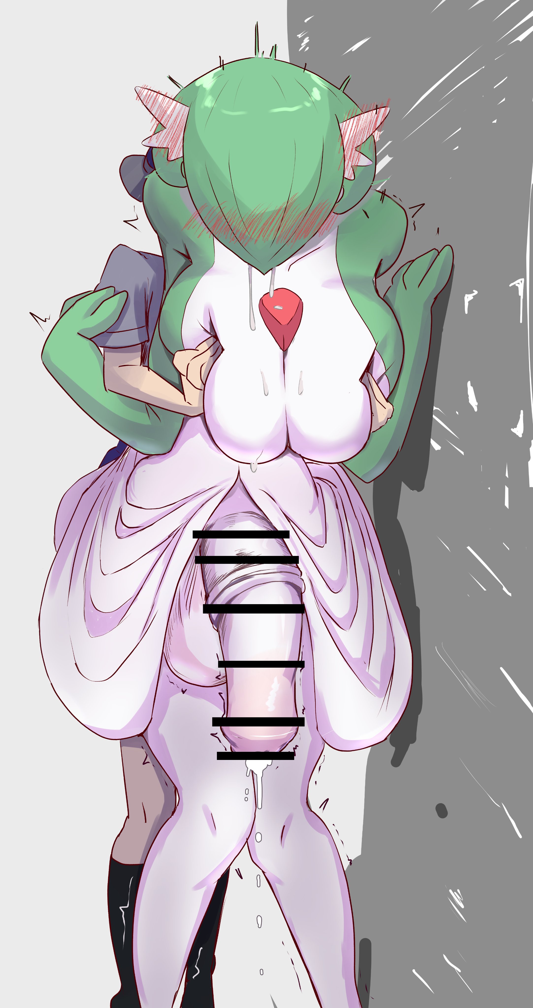 1ambiguous, 1futa, animal genitalia, big breasts, big cock, big penis, breasts, censored, cock, equine penis, futa focus, futa penetrated, futanari, gardevoir, generation 3 pokemon, groping, groping breasts, huge cock, humanoid, humanoid futa, hung bottom, large breasts, nintendo, oki1195, penis, pokemon, pokemon (species), pokemon trainer, skeb, video game character