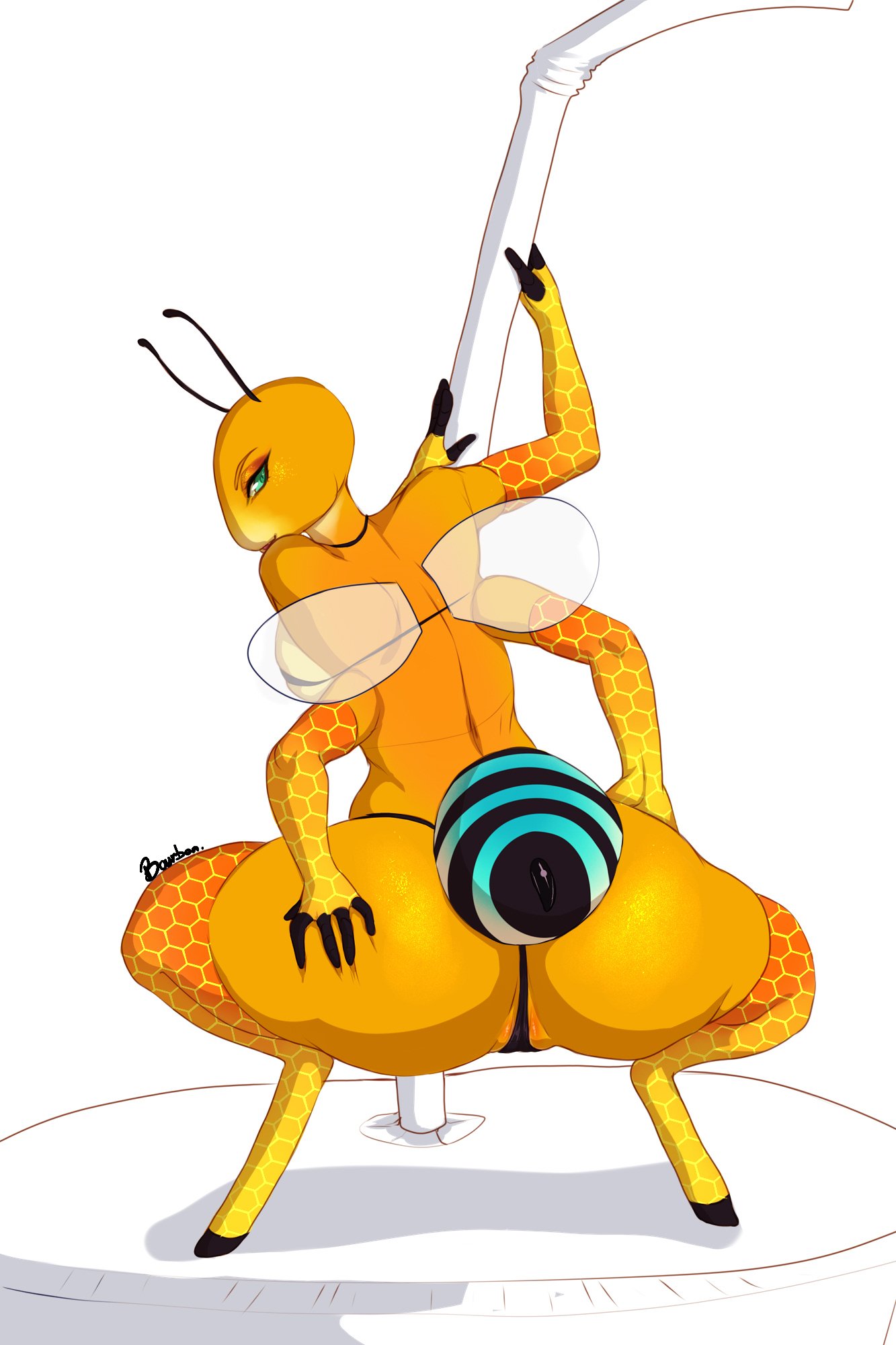 ass bee bendy_straw big_ass bourbon._(artist) female female_only furry original_character tagme thick_thighs thong