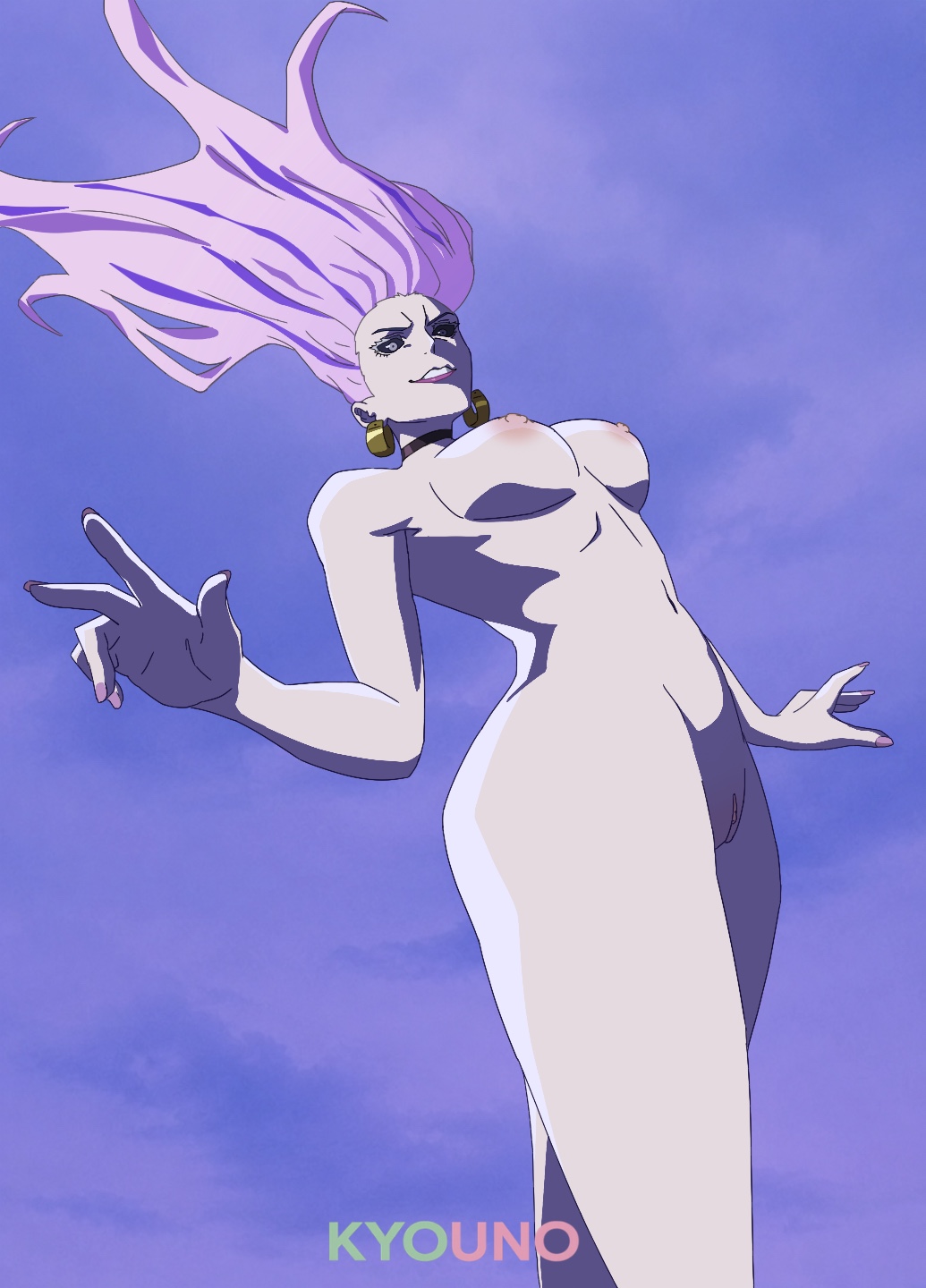 1girls, anime, anime style, big breasts, breasts, earrings, female, female only, hi res, high quality, high resolution, highres, jujutsu kaisen, kyounoart, naked, naked female, nipples, nude, pink hair, pussy, sexy, sexy body, sexy pose, sky, takako uro, tits, uncensored, uro takako, vagina