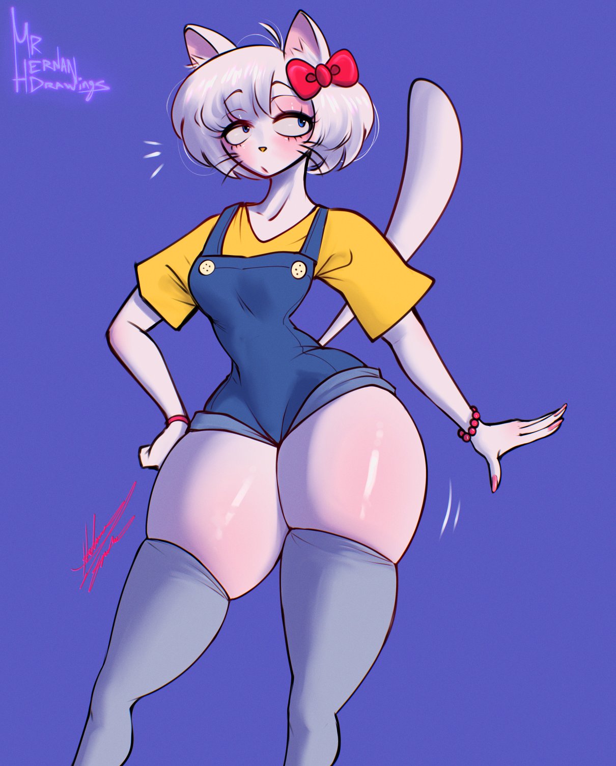 1girls, female, female only, hello kitty, hello kitty (character), hello kitty (series), mrhernandrawings, sanrio, tagme, thick thighs, thigh highs