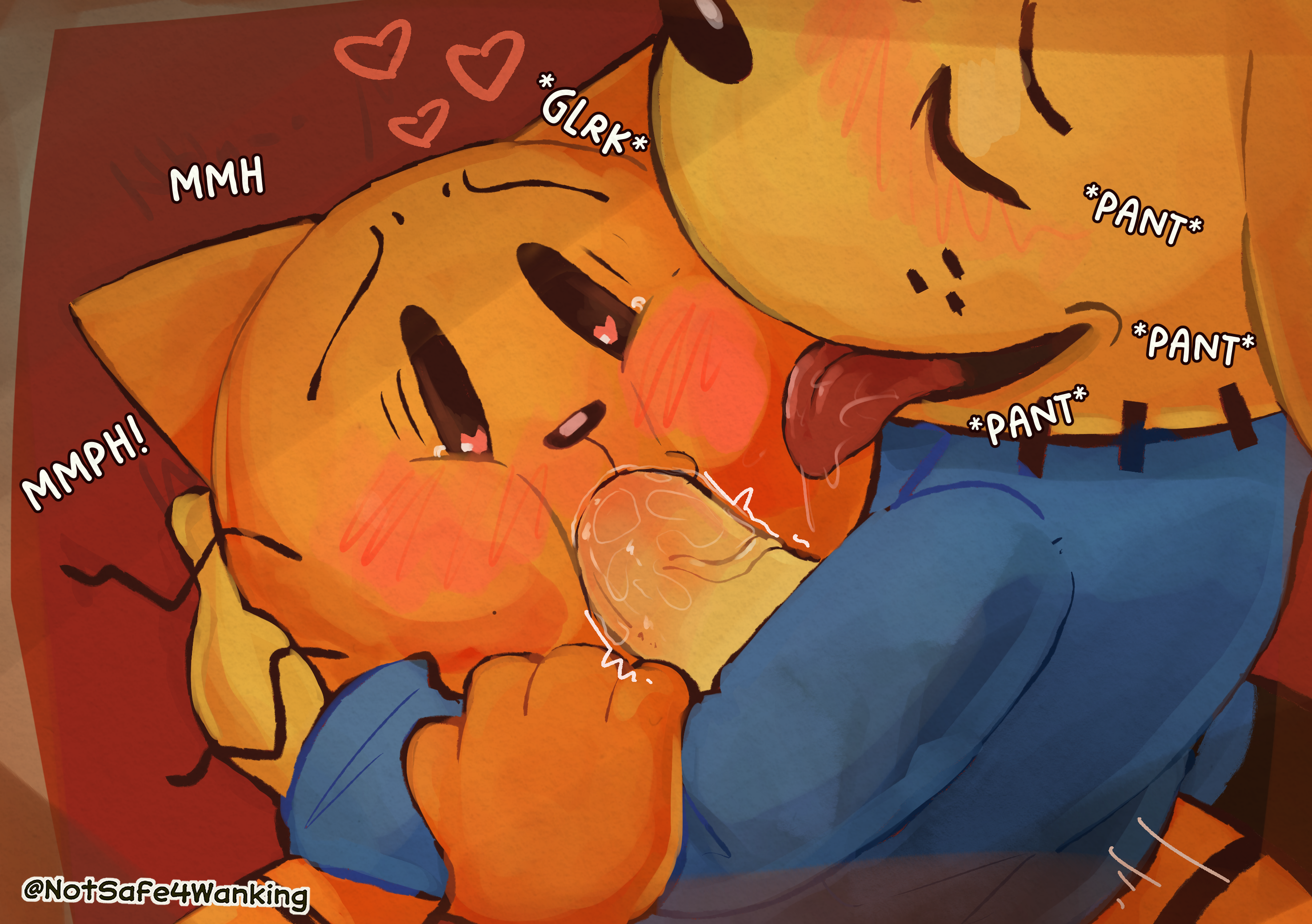 anthro, blush, bodily fluids, canid, canine, canis, clothing, cum, dav pilkey, digital media (artwork), dog man (character), dog man (film), dog man (series), domestic cat, domestic dog, dreamworks, dreamworks animation, duo, erection, felid, feline, felis, fellatio, fur, genital fluids, genitals, gregory bailey, gregory knight, hair, hi res, male, male/male, mammal, notsafeforwanking, nude, oral, oral penetration, orange body, penetration, penile, penis, petey the cat, questionable consent, sex, simple background, tabby cat, universal pictures, universal studios, whiskers