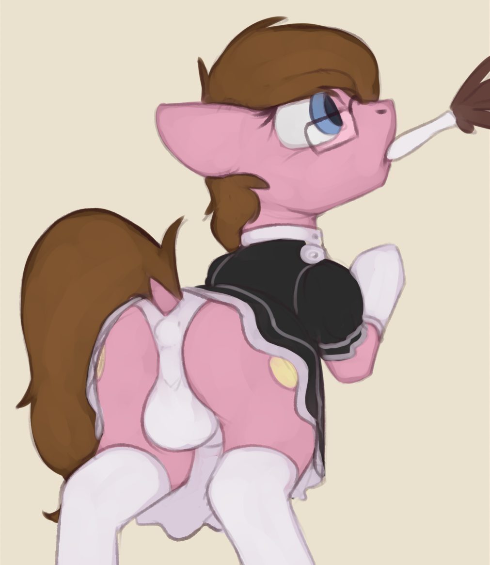 ass bulge clothed clothing crossdressing dusty_tomes equine fan_character horse maid_uniform male mammal my_little_pony panties pony solo underwear uniform