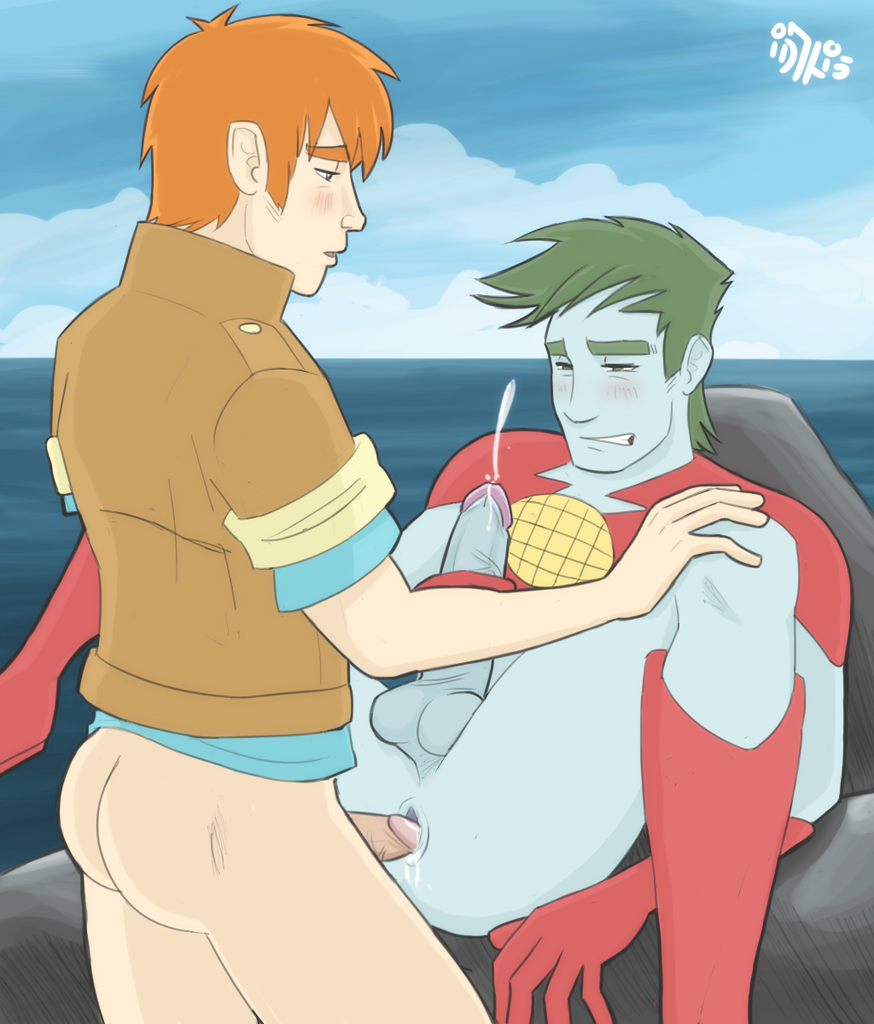 2boys anal ass balls blue bottomless butt captain_planet captain_planet_and_the_planeteers cum_in_ass cum_while_penetrated cumshot ejaculation gaping gaping_anus gay gloves green hair handjob handjob_while_penetrated holding_penis human hung_bottom idrewthis legs_apart legs_held_open male male_only multiple_males on_back orange orgasm_face orgasm_from_anal outdoors penis penis_size_difference pluvatti pull_out sex skin spread_legs uncensored wheeler yaoi