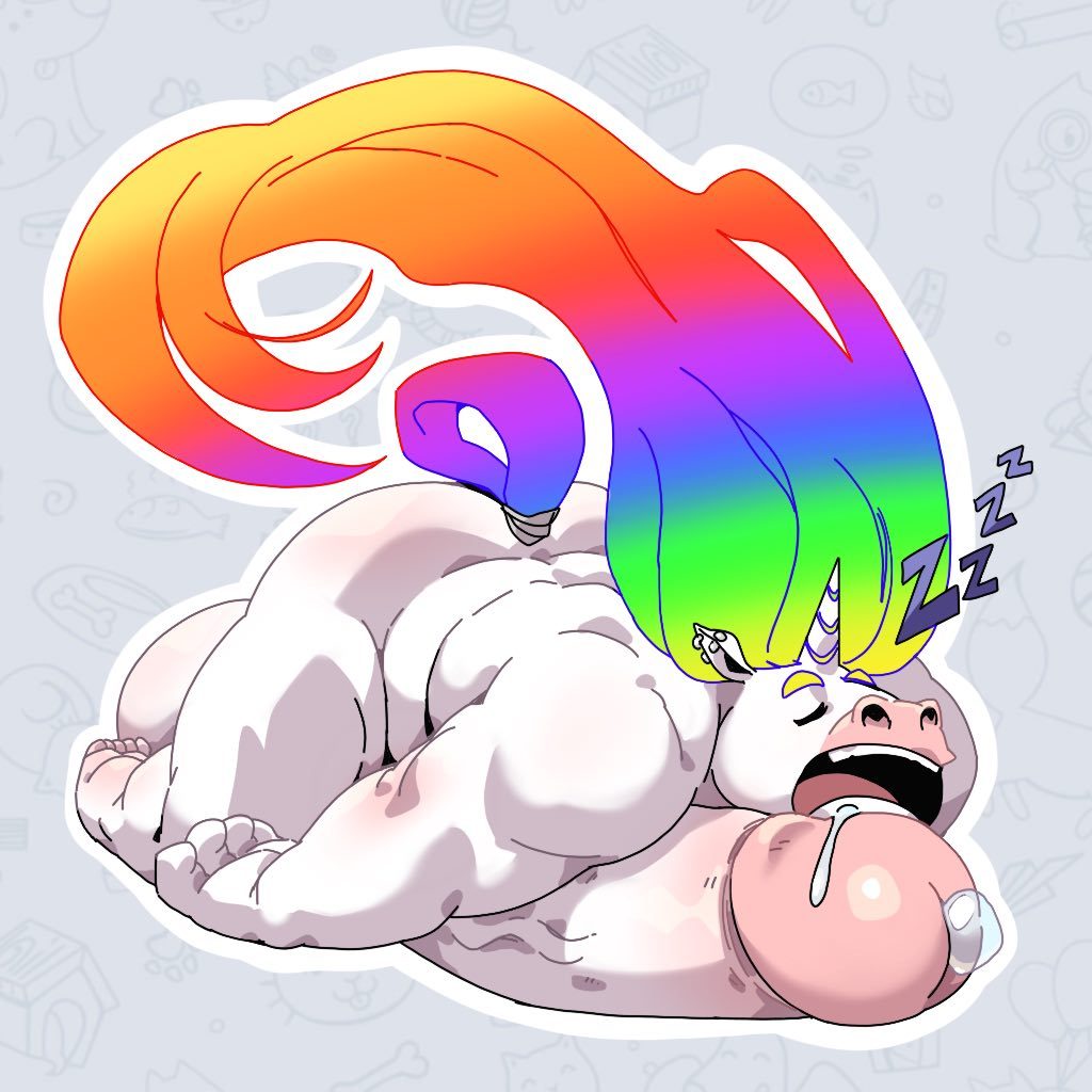 anthro biff equine horn hyper hyper_penis male male_only mammal penis sleeping solo taoren unicorn