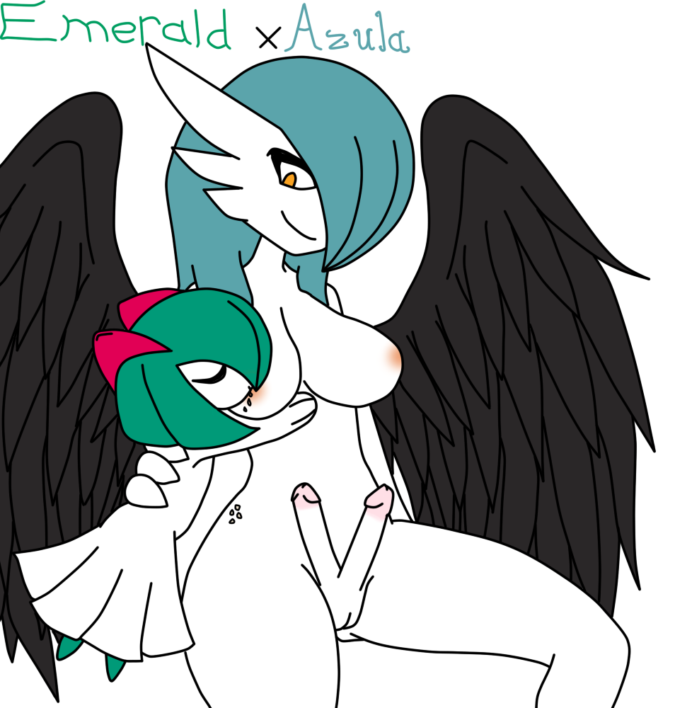 1futa 1girls alpha_channel alternate_color ambiguous_gender angel azula_voiree black_wings blue_hair breast_sucking breastfeeding breasts clothed clothing derpball diphallia diphallism duo erection feathered_wings feathers female futanari gardevoir green_hair hair humanoid intersex interspecies kirlia milk multi_penis nintendo nipples nude orange_nipples original_character penis pokémon_(species) pokemon pokemon_(species) pokemon_rse pussy shiny_gardevoir shiny_pokemon simple_background size_difference sucking text transparent_background video_games wings