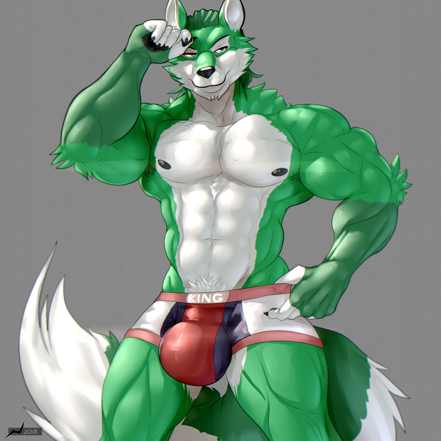 anthro boxers_(clothing) bulge canine clothing danandnite fox looking_at_viewer male male_only mammal muscular muscular_male pecs pubes smile solo standing underwear