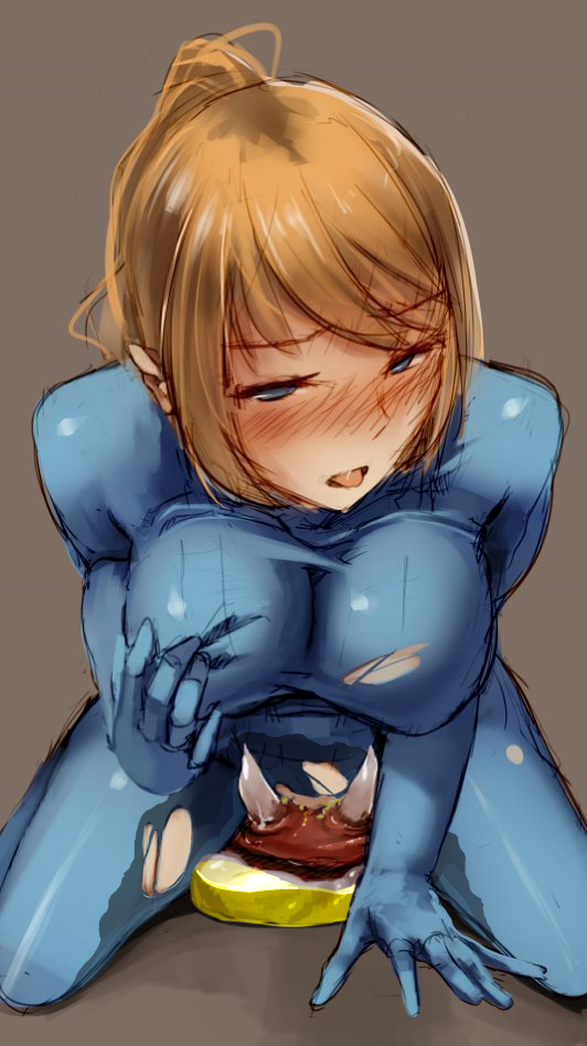 blonde blonde_female blonde_hair blue_eyes blush blush_lines blushing bodysuit clothed edit edited exposed exposed_pussy female female_focus fondling_breast fully_clothed intentional_pants_wetting masturbation metroid metroid_(creature) monster nintendo open_mouth peeing peeing_on_another pleasure_face samus_aran sitting sitting_on_another sitting_pee tongue torn_bodysuit urinating urinating_female urination urine zero_suit zero_suit_samus