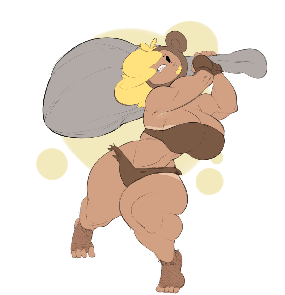 1girls, abs, adventure time, angry, big breasts, blonde hair, breasts, bulumble-bee, cartoon network, cavewoman, cleavage, clothing, dark skin, dark-skinned female, female, female only, fionna the human girl, huge breasts, human, long hair, muscular, muscular female, standing, thick thighs, voluptuous, wide hips