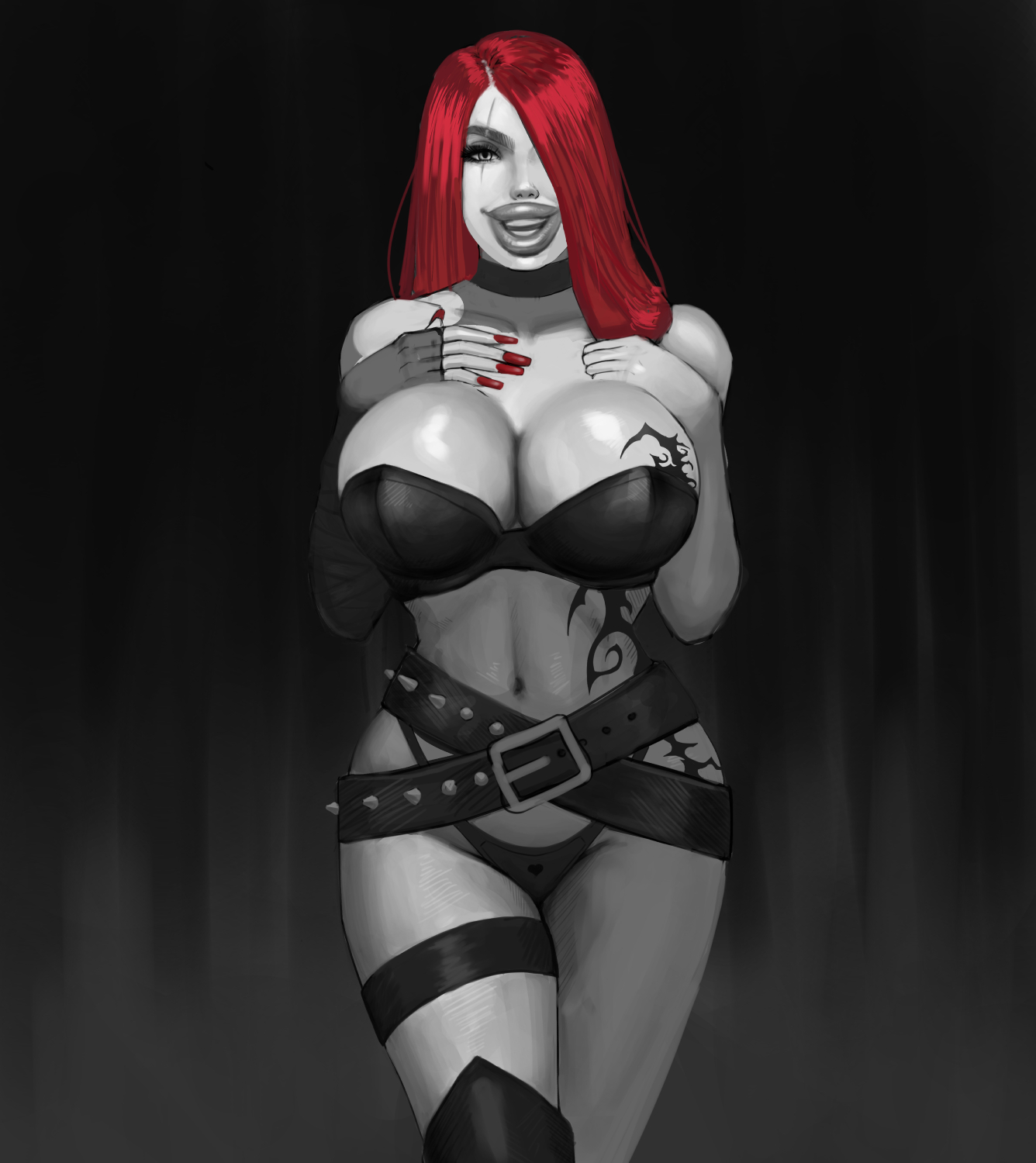 1girls, big lips, bimbo, breasts, citizen124c4i, cleavage, fake breasts, female, female only, human, katarina du couteau, league of legends, solo, solo female