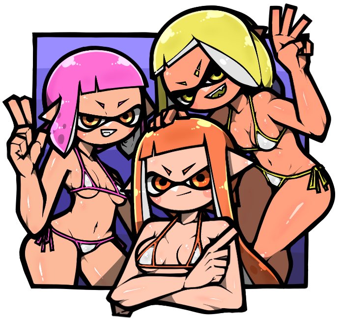 bikini female female_only inkling inkling_girl new_agent_3_(splatoon) nintendo omoitukan2 sideass small_breasts splatoon splatoon_3