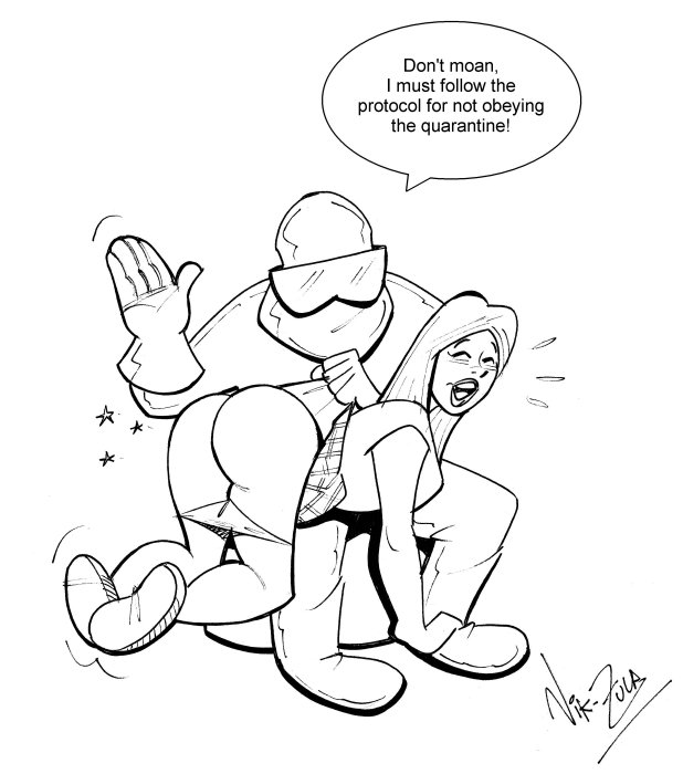 female hazmat_suit nik_zula spanked spanking text