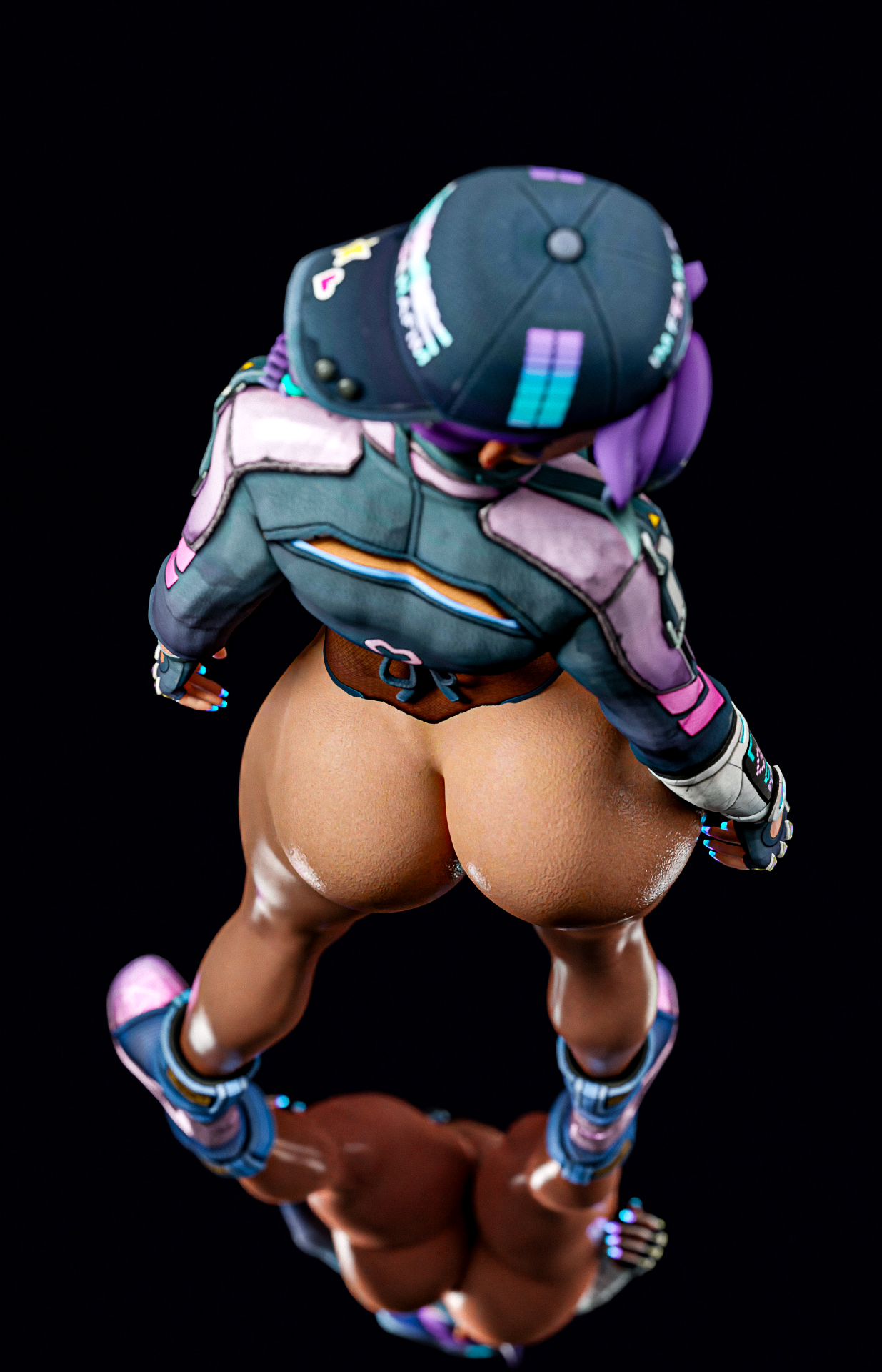 1girls, 3d, antifragile slay star, ass, big ass, blizzard entertainment, bottomless, child bearing hips, curvaceous, curvy, dark skin, dark-skinned female, exhibitionism, female, female focus, female only, grvty3d, hourglass figure, huge ass, le sserafim, overwatch, overwatch 2, reflective floor, solo, solo female, sombra, thick, thick ass, thick thighs, wide hips