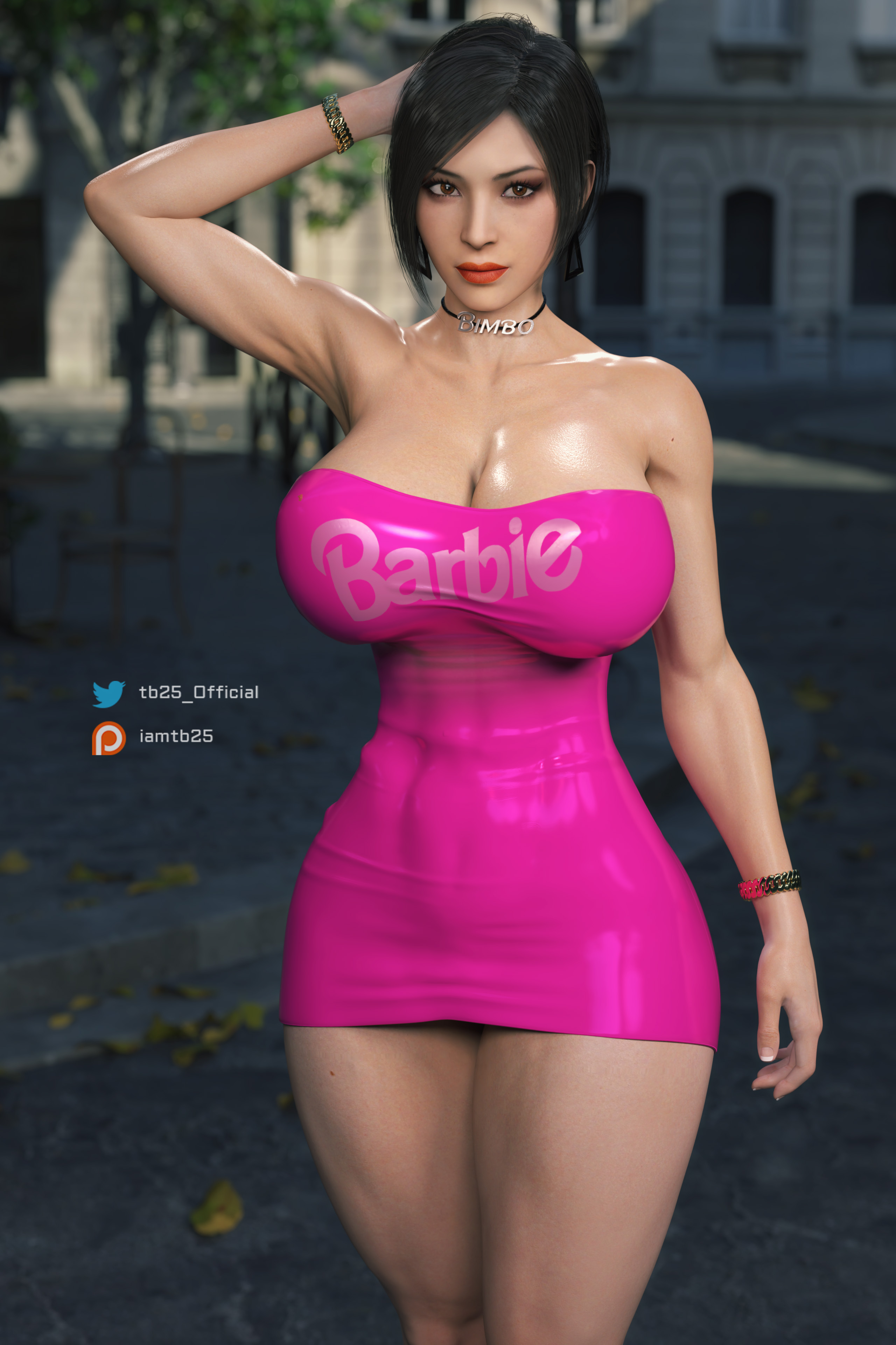 1girls, 3d, abs, ada wong, ada wong (adriana), asian, asian female, barbie (franchise), big breasts, biohazard, black hair, breasts, capcom, casual, dress, female, female only, pale skin, resident evil, resident evil 2, resident evil 2 remake, resident evil 4, resident evil 4 remake, solo, tagme, tb25, thick thighs, wristwear