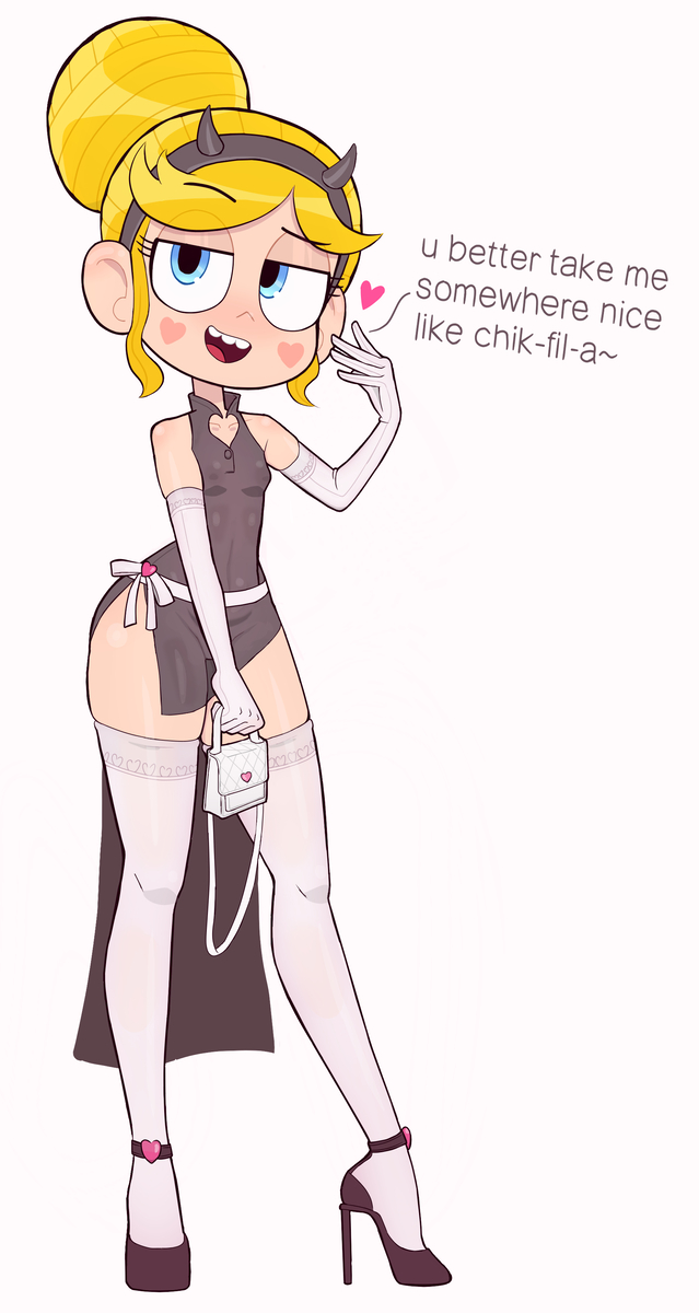 bag belt big_thighs disney disney_channel disney_xd dress heart heels high_heels long_gloves long_legs rukisan socks socks_and_heels star_butterfly star_vs_the_forces_of_evil thigh_socks thighhighs thighs visible_nipples visible_pussy white_socks