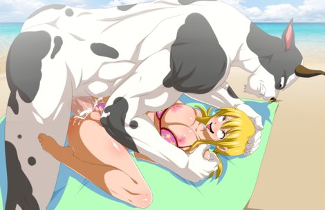1boy, 1girls, ahe gao, anthro, anthro on human, bikini, blonde hair, blonde-haired female, breasts, cum, cum in pussy, cum inside, ed-jim, fairy tail, female, huge cock, human, lucy heartfilia, male, missionary, nipples, penis, pounding, pussy, sex, tagme, taurus (fairy tail), vaginal penetration