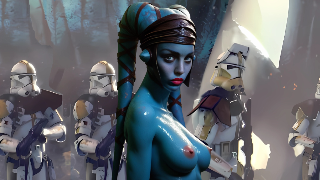 1girls 327th_star_corps 4boys aayla_secura blue_skin clone_trooper lekku star_wars tagme twi'lek