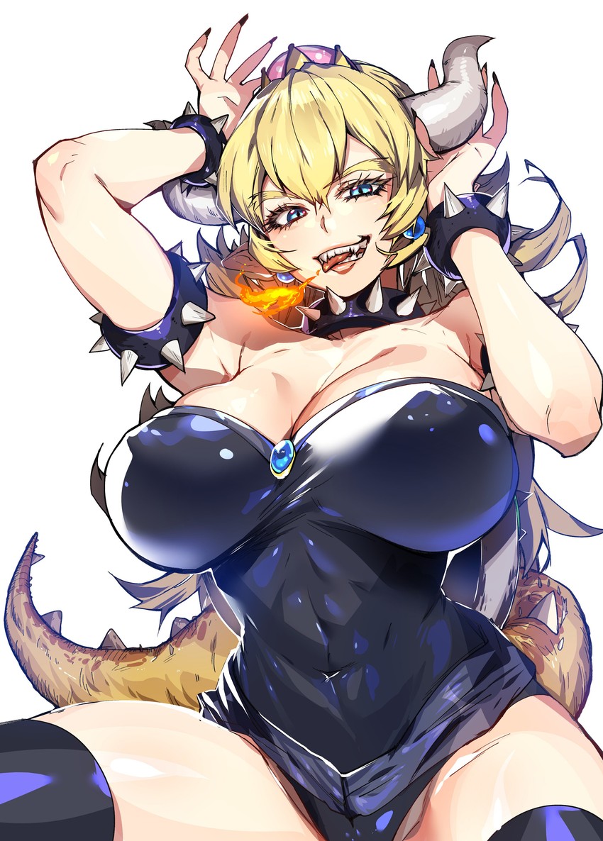 blonde_hair bowsette breasts female female_only genderswap horns mario_(series) new_super_mario_bros._u_deluxe nintendo takaraizu voluptuous