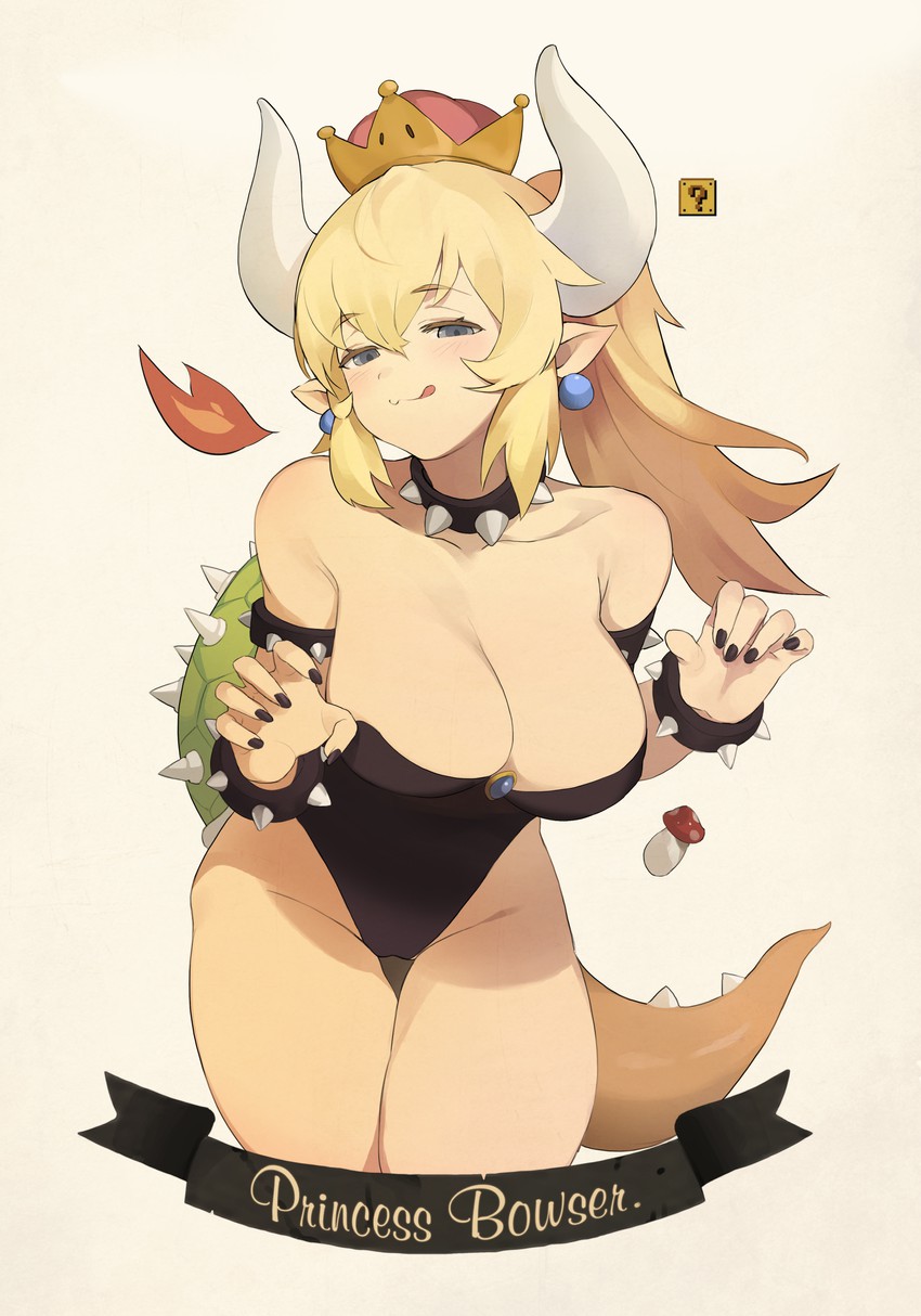 0000_(asd7083) 1girls blonde_hair bowsette breasts female female_only genderswap horns mario_(series) mushroom new_super_mario_bros._u_deluxe nintendo solo tail uthy