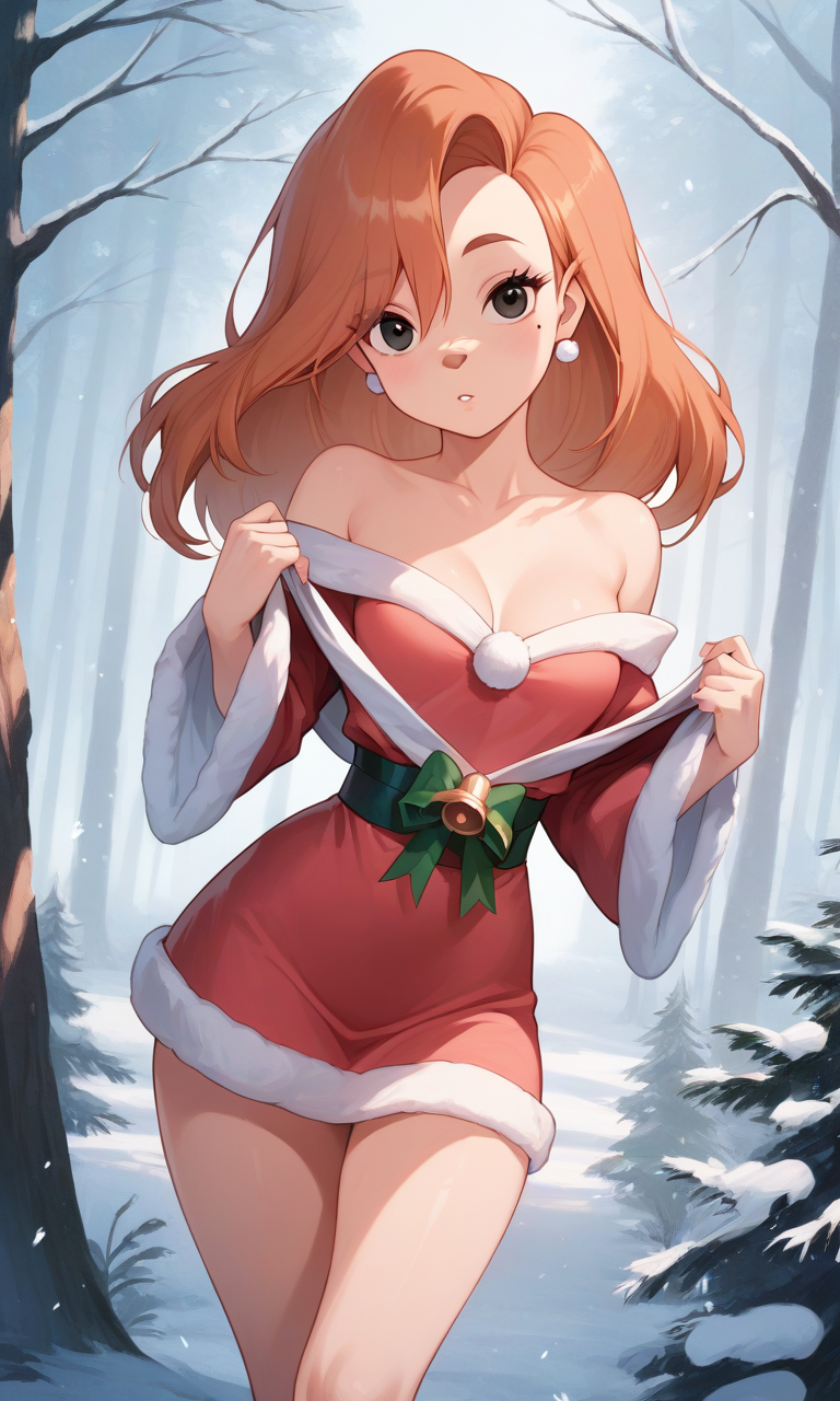 adorable adorable_face ai_generated christmas_outfit female orange orange_hair roxanne roxanne_(goof_troop) sexy