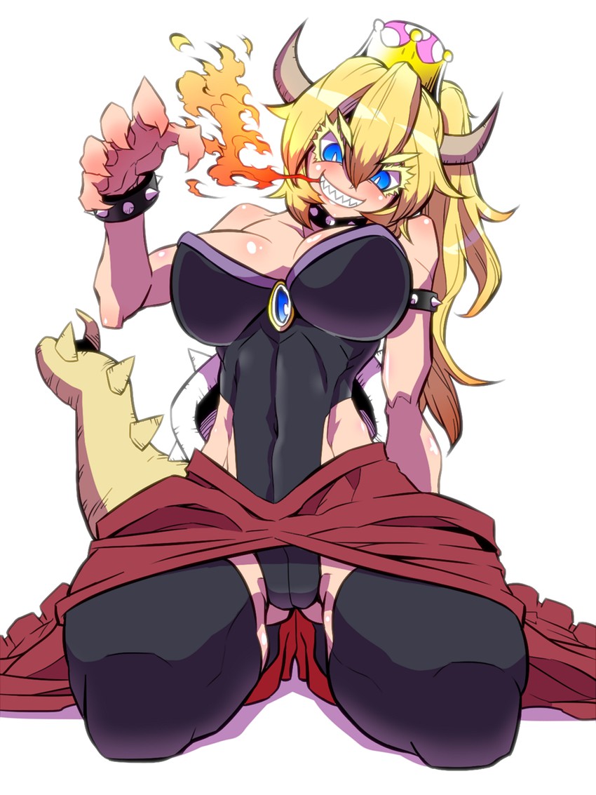 blonde_hair bowsette breasts female female_only genderswap horns mario_(series) mugenjin new_super_mario_bros._u_deluxe nintendo