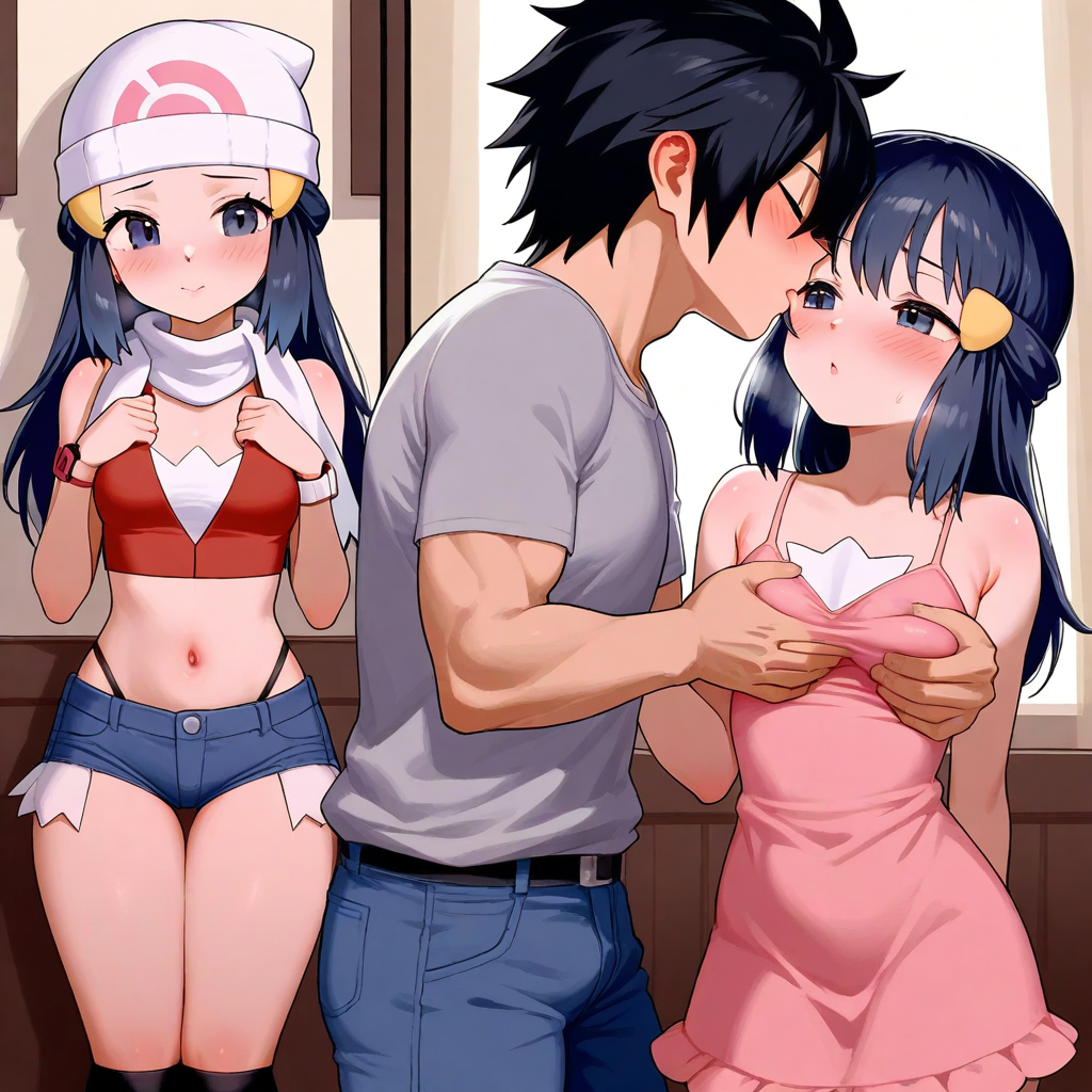 ai_generated couple crossover dawn_(pokemon) fairy_tail gray_fullbuster petite_female pokemon