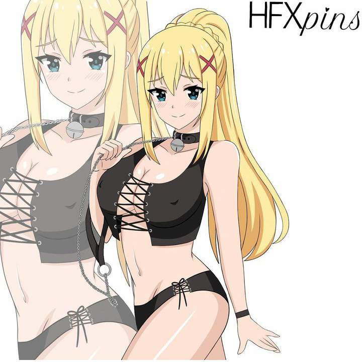 1girls alternate_costume blush chains cleavage darkness_(konosuba) hfxpins kono_subarashii_sekai_ni_shukufuku_wo! lingerie yellow_hair