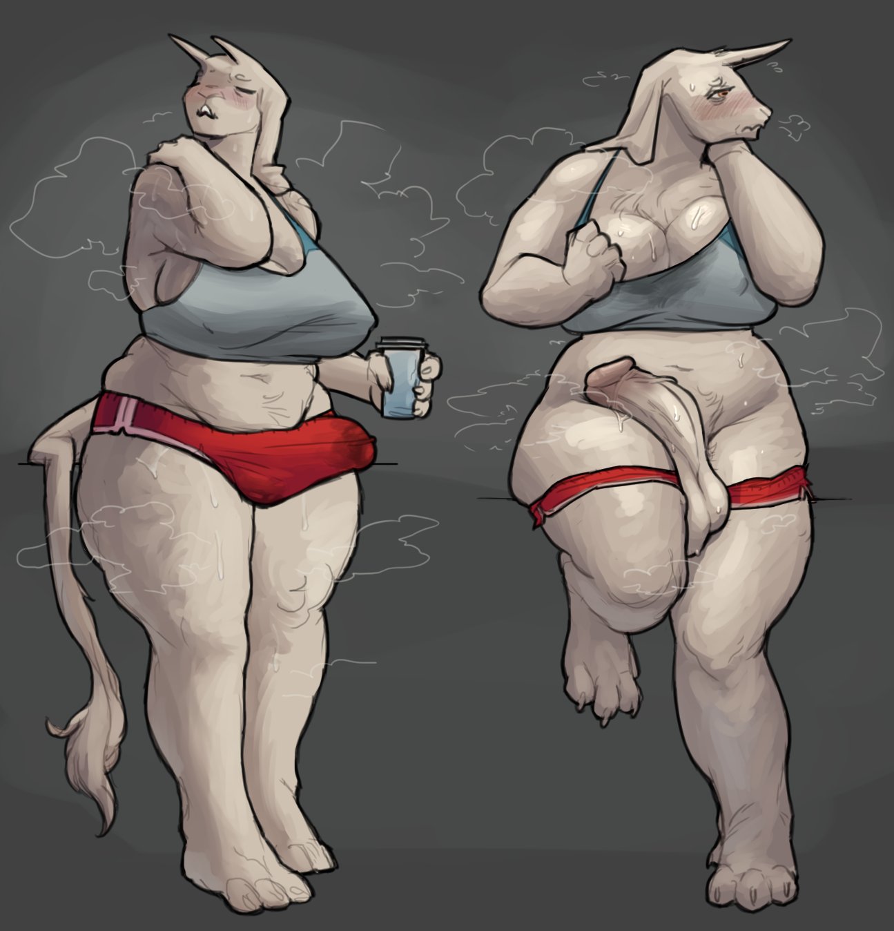 2024 after_exercise anthro balls belly beverage big_balls big_breasts big_penis bodily_fluids boss_monster_(undertale) bottom_heavy bovid bra breasts bulge caprine cleavage clothed clothing dolphin_shorts erection erection_under_clothing female floppy_ears fur furry futanari genitals goat half-erect hi_res huge_breasts huge_cock intersex long_tail love_handles mammal md34 monster musk musk_clouds musky_balls musky_cock pantherine penis revealing_clothes solo sports_bra sportswear stained_clothing sweat sweaty_balls sweaty_breasts sweaty_clothing sweaty_genitalia tail tail_tuft thick_penis thick_thighs toriel tuft undertale_(series) underwear vein veiny_penis wet wet_clothing white_body white_fur