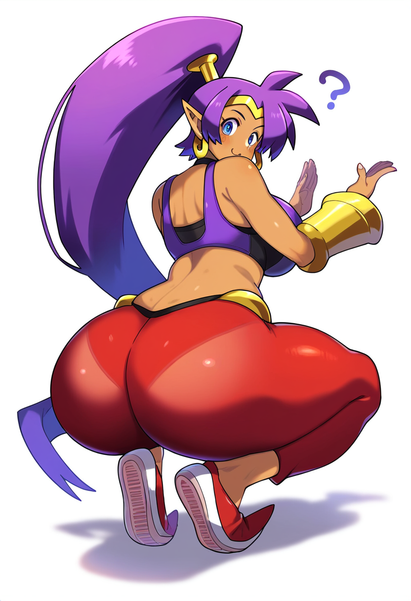 1girls ai_generated ass_focus female female_only jeff's_ai_lewds novelai shantae shantae_(character) solo spoken_question_mark squatting