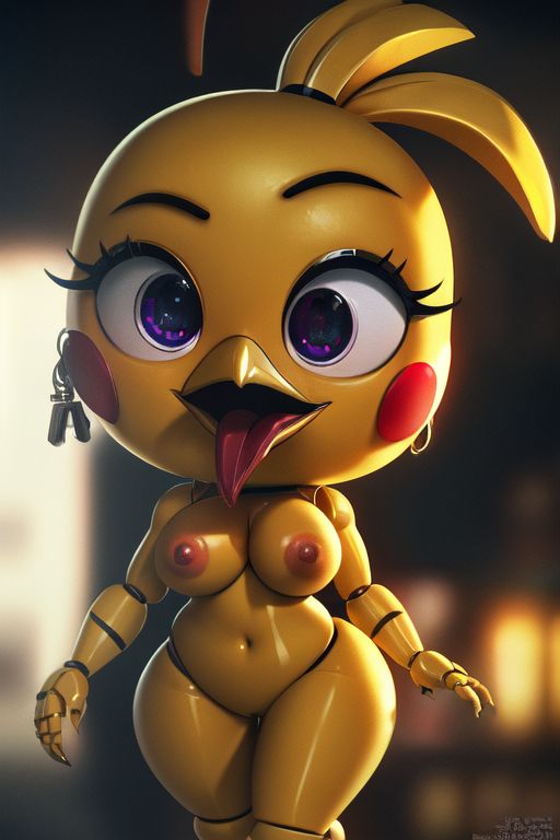 's) ai_generated avian beak bird breasts chibi doll figurine full_body_view galliform gallus nipple nipples nude pizza_shop toy toy_chica_(five_nights_at_freddy toy_chica_(fnaf) yellow_furr yellow_skin