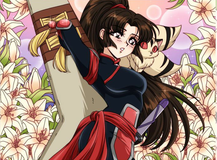 black_hair boomerang flower hfxpins inuyasha sango