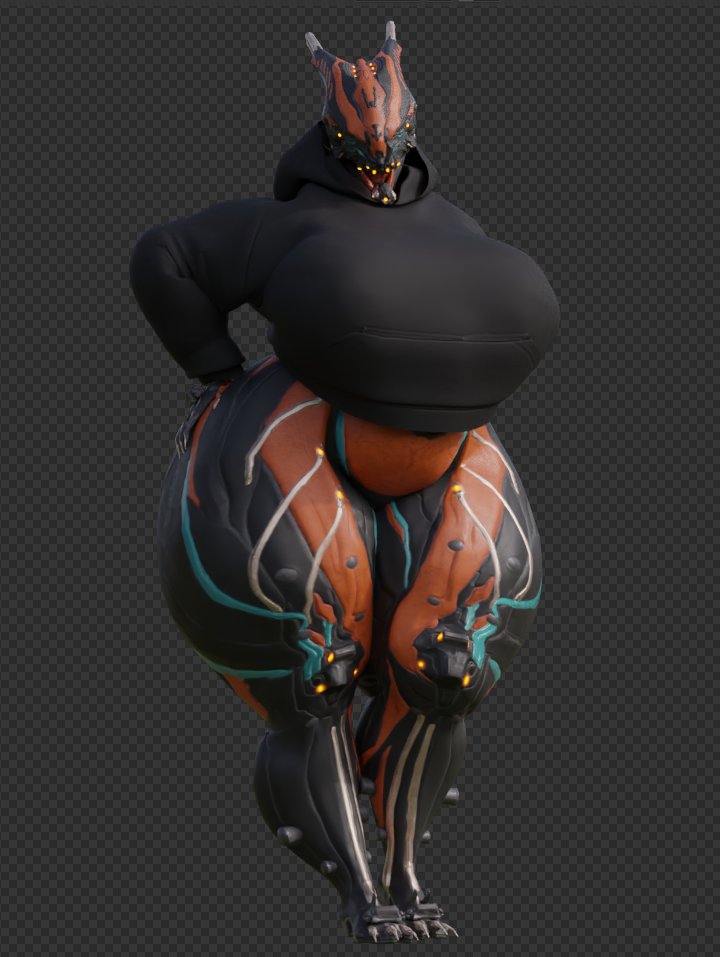 coolmaster98 curvy hoodie huge_ass huge_breasts thick_thighs valkyr_(warframe) voluptuous voluptuous_female warframe