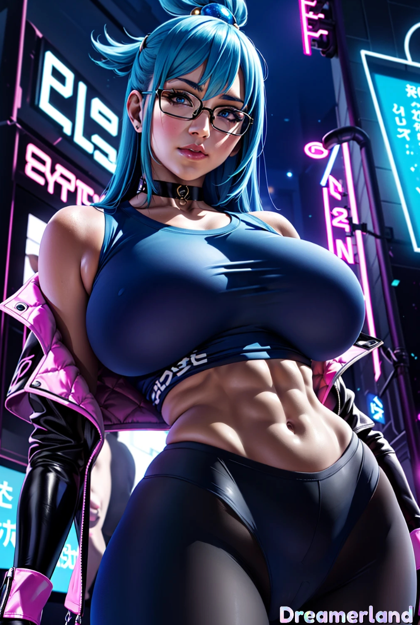 1girls abdomen abdominals abs ai_generated aqua_(konosuba) aqua_eyes aqua_hair bare_shoulders belly_button big_breasts breasts building buildings choker clavicle cute cyberpunk eyes eyes_open female female_focus female_only fit fit_female fitness from_below glasses glasses_on_face glasses_only gloved_hands gloves hair hd hd_(traditional) high_resolution highres horny horny_female hourglass_figure huge_breasts jacket jacket_off_shoulders jacket_open kono_subarashii_sekai_ni_shukufuku_wo! large_breasts leggings leggings_only light light-skinned_female light_body light_skin lighting lips lipstick looking_at_partner looking_at_viewer medium_hair navel neon neon_lights night night_sky no_sex nose portrait pose posing posing_for_picture posing_for_the_viewer serious serious_face serious_look sky4maleja sleeveless sports_bra straight_hair tagme thick_thighs thighs tight_clothes tight_clothing upper_body waist watermark